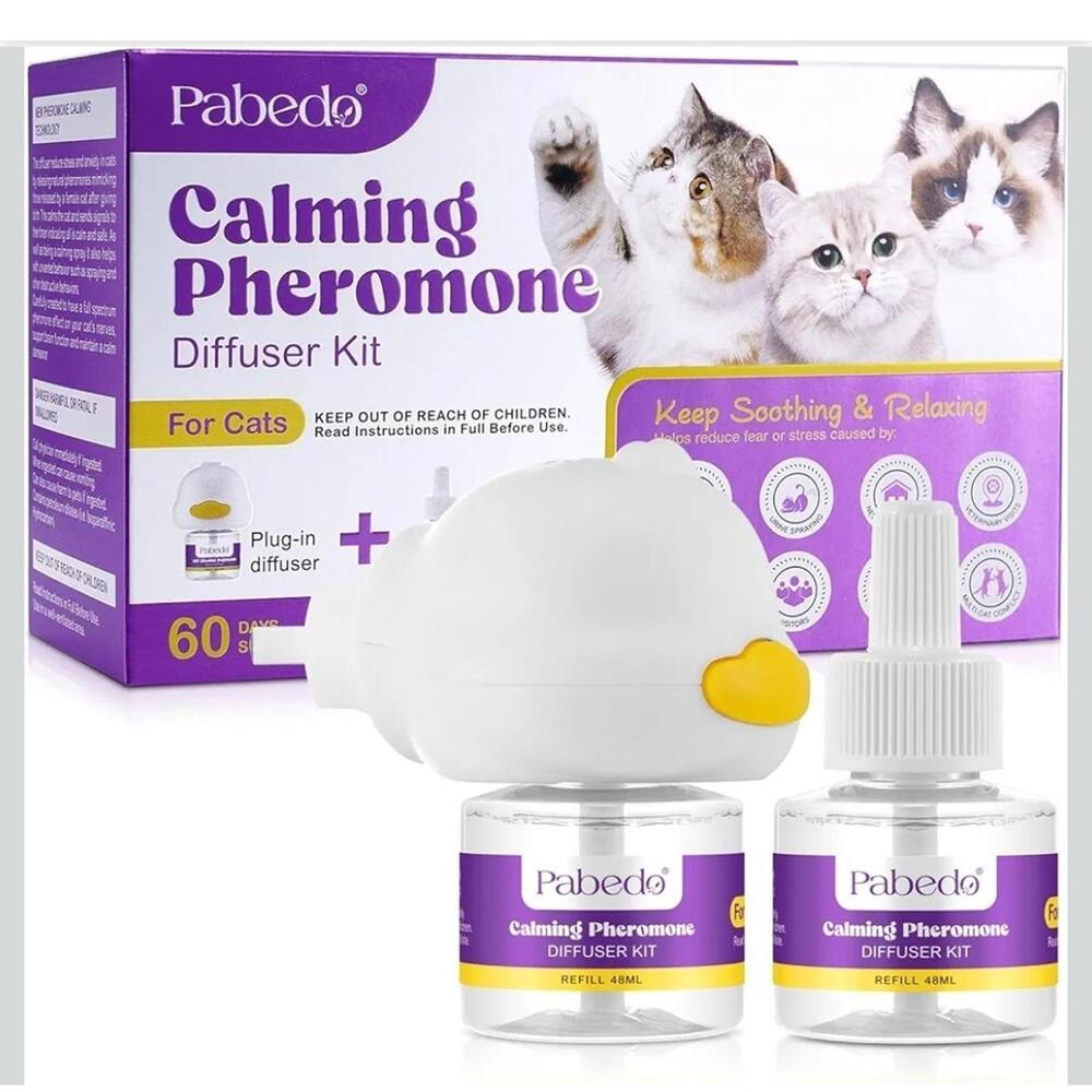 Pabedo Cat Calming Pheromone Diffuser Kit w/ 2 Refills 48ml 60 Day